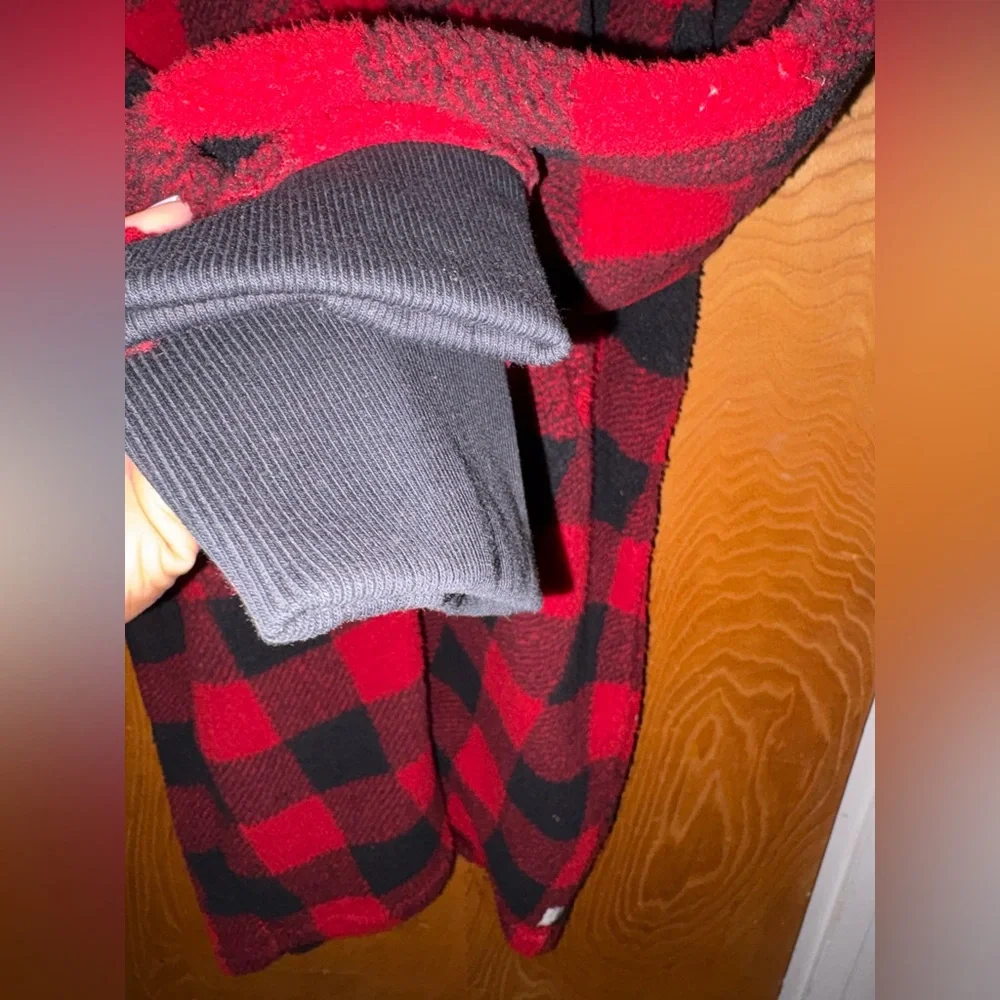 Chubbies The Lumberjack Red and Black Plaid Hooded Onesie XXL